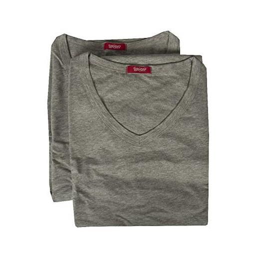 RAGNO SPORT confezione 2 t-shirt uomo manica corta scollo v cotone elasticizzato bipack articolo 601478, 135mb grigio melange, xxl