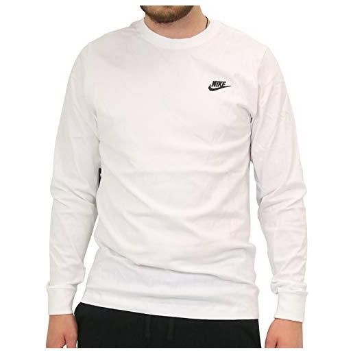 Nike m nsw club tee-ls, maglietta a maniche lunghe uomo, bianco (white/black 100), x-large