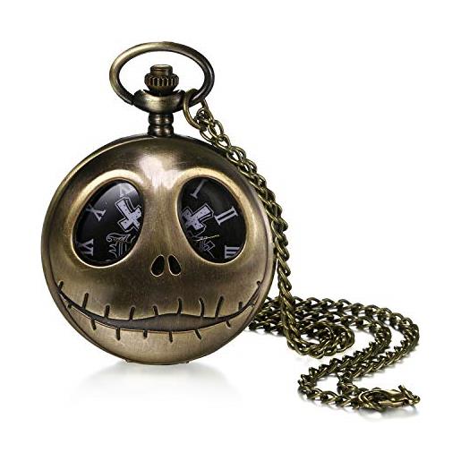 Avaner orologio da taschino uomo ragazzo con cranio, orologio da tasca vintage regalo halloween colore bronzo