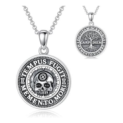 PROESS saint michael/evil eye/memento mori/albero della vita/pompiere collana con ciondolo vichingo in argento sterling 925, regalo religioso per donne e uomini, argento sterling