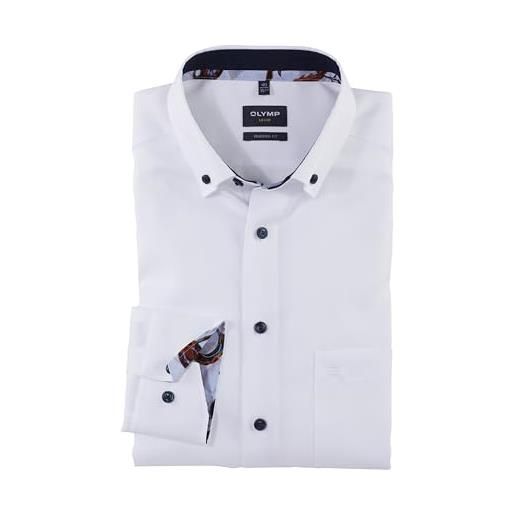 Olymp luxor - camicia da uomo a maniche lunghe, con bottoni, vestibilità moderna, con colletto button-down, colore bianco 00, 17, bianco 00, 46