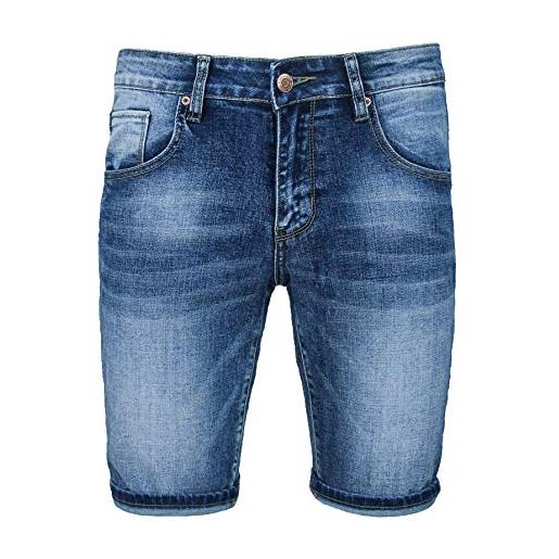 Evoga jeans denim uomo pantaloni corti blu slim fit aderenti (44, a1 blu denim)