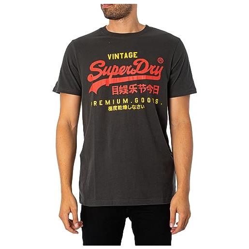 Superdry classic vl heritage t shirt, nero lavato, xl uomo
