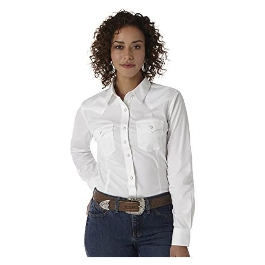 Wrangler camicia da donna western con due tasche a scatto, bianco, m