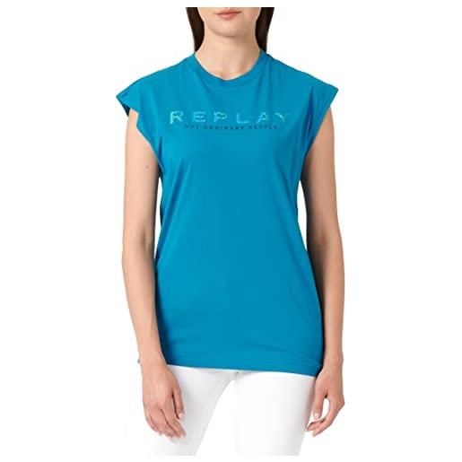 Replay w3624d t-shirt, 501 turchese, s donna