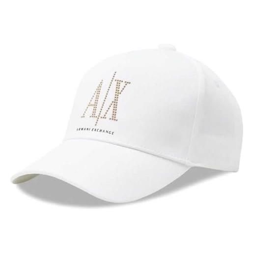 Armani Exchange progetto icona, logo lucido cappellino da baseball, bianco, taglia unica donna