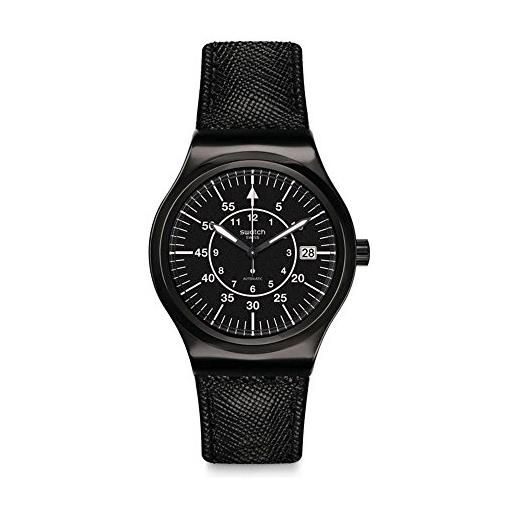 Swatch orologio analogico automatico uomo con cinturino in pelle yib400