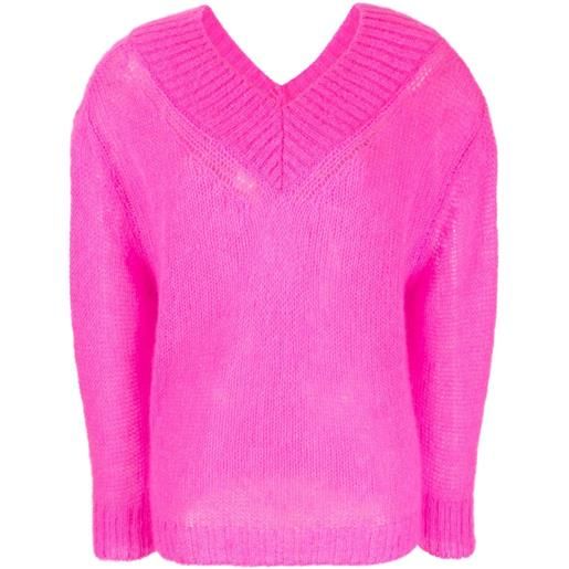 Forte Forte maglione con scollo a v semi trasparente - rosa