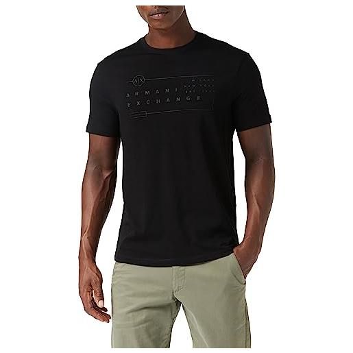 Armani Exchange regular fit tonal logo tee t-shirt, nero, xl uomo
