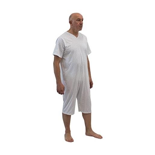FERRUCCI COMFORT pigiama sanitario in cotone con zip su dorso - unisex - maniche corte e pantalone corto - 9012/5 - adatto agli anziani - antimanipolazione (femminile, xl)