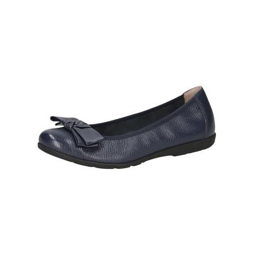 CAPRICE ballerine da donna in pelle con fiocco, blu (ocean deer), 39 eu