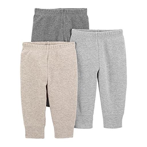 Simple Joys by Carter's 3-pack thermal pants pantaloni, beige/grigio/grigio scuro, 3-6 mesi (pacco da 3) unisex-bambino