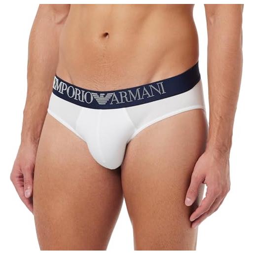 Emporio Armani men's brief rubber pixel logo slip boxer, white, xl uomini