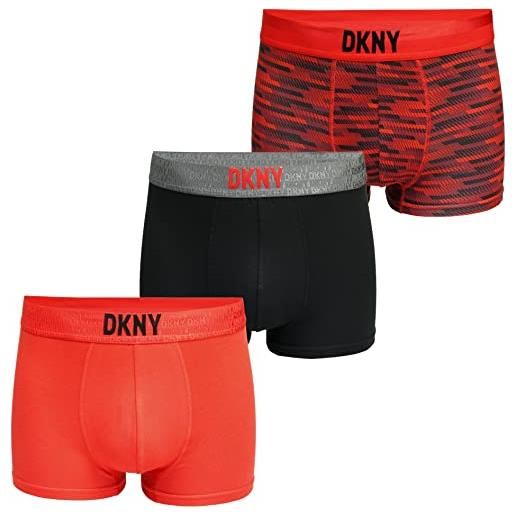 DKNY mens premium supersoft modal cotton boxer trunks multipack of 3 s pantaloncino, naperville-black/print/red, s (pacco da 3) uomo