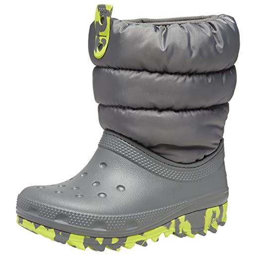 Crocs stivale unisex bambino classic neo puff boot k snow, grigio ardesia. , 29/30 eu
