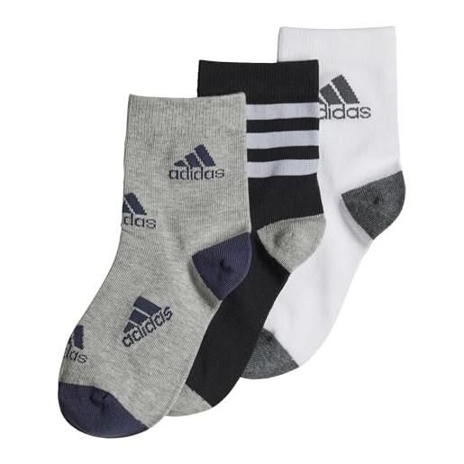 adidas hn5736 lk socks 3pp calzini black/white/medium grey heather km