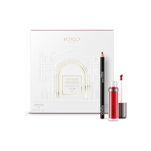 KIKO milano holiday première matte desire lips gift set 03 | gift set labbra: rossetto liquido ultra mat e matita labbra abbinata