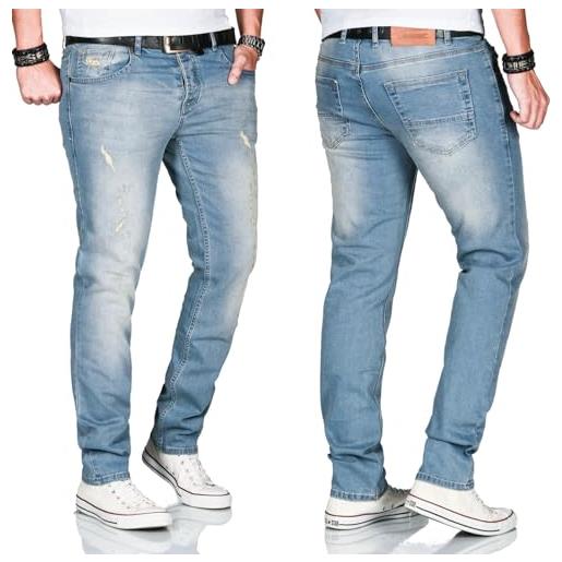 Alessandro salvarini jeans da uomo, slim fit, jeans elasticizzati, jeans, celeste, 31w x 30l
