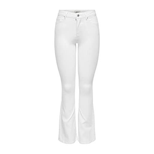 Only onlblush mid flared dnm dotbox noos jeans, white, s / 32l da donna