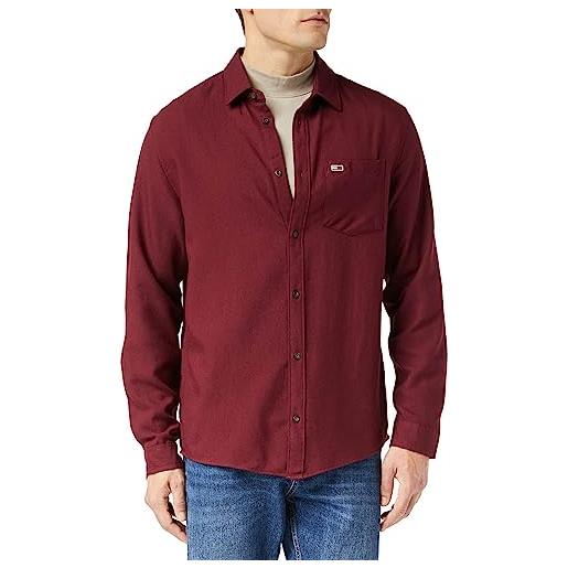 Tommy Hilfiger tommy jeans tjm solid flannel shirt dm0dm15126 camicie casual, viola (deep rouge), m uomo