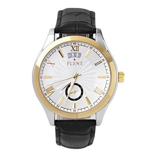 Haonb orologi da polso, orologio meccanico automatico con orologio scheletro calendario, cassa in oro con quadrante bianco