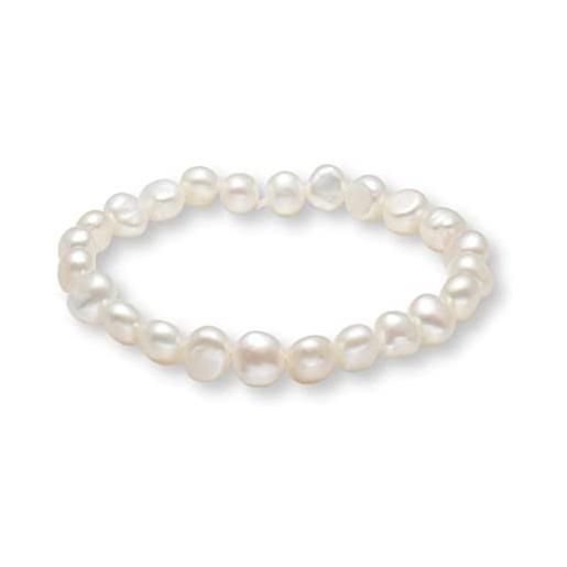 TreasureBay - braccialetto con perle d'acqua dolce barocche, 7-8 mm, per donne e ragazze e argento, colore: bianco, cod. Tb818bppb