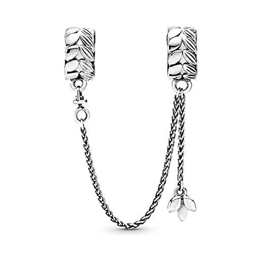 SANHUA la catena di sicurezza intagliata a spiga di grano in argento sterling ss925 è adatta per braccialetti originali da 3 mm che creano gioielli fai da te