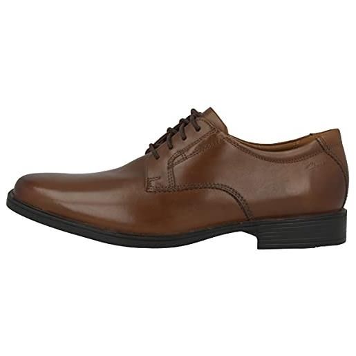 Clarks tilden plain, scarpe con lacci uomo, marrone dark tan leather, 44.5 eu