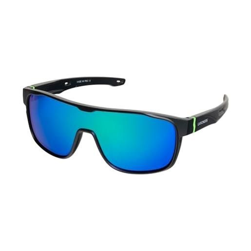 Layoners aeolian - occhiali da sole eleganti da uomo, protezione uv400, sportivi, polarizzati, montatura leggera, design monovetro, antiriflesso, blu
