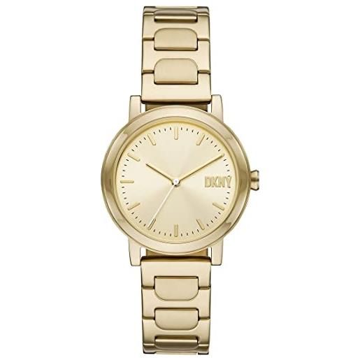 DKNY orologio soho d da donna, movimento a tre lancette, cassa in acciaio inossidabile dorata 34 mm con bracciale in acciaio inossidabile, ny6651