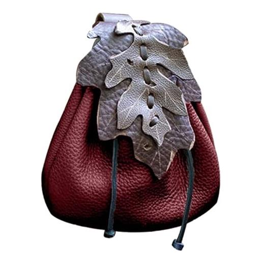 Lamala marsupio medievale in finta borsa, borsa da cintura medievale vintage rinascimentale, borsa da cintura per uomo donna bambino borsa da cintura fatta a mano, colore: rosso. 