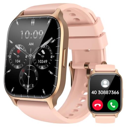 LLKBOHA smartwatch donna - 1,85'' schermo tattile orologio smart watch chiamate bluetooth, con cardiofrequenzimetro da polso/ossigeno nel sangue/contapassi/monitoraggio del sonno per android i. Phone