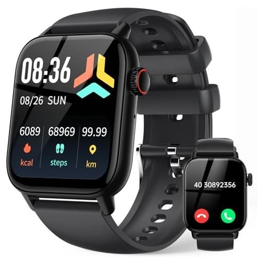 LLKBOHA smartwatch uomo chiamate bluetooth - 1.85 orlogio smartwatch , 100 modalità sportive, cardiofrequenzimetro, spo2, monitoraggio del sonno, notifiche messaggi, impermeabil ip68 smart watch, per android ios
