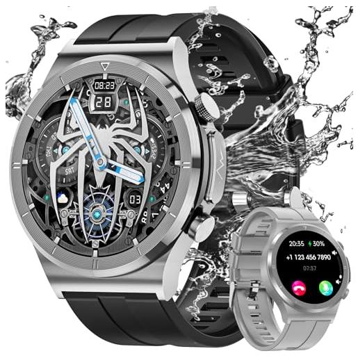 HASAKEI smartwatch uomo chiamate, 123 modalità sportivo impermeabil ip68 orologio smartwatch uomo, 24/7 monitor sonno/spo2/cardiofrequenzimetro, 1.39 smart watch fitness tracker android ios argento