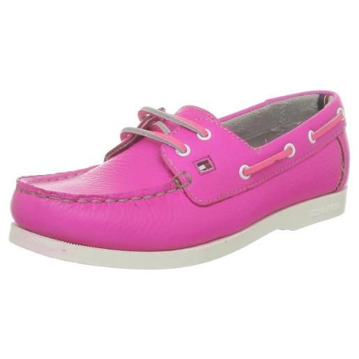 Tommy Hilfiger sail 1a, scarpe da barca unisex bambino, rosa (pink (neon pink/white 260), 37