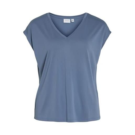 Vila vimodala-maglietta con scollo a v, s/s t-shirt, coronet blue, xl donna
