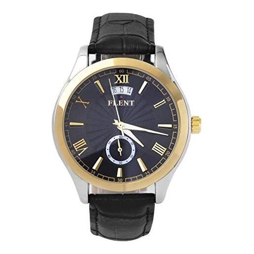 Haonb orologi da polso, orologio meccanico automatico con orologio scheletro calendario, cassa nera quadrante oro