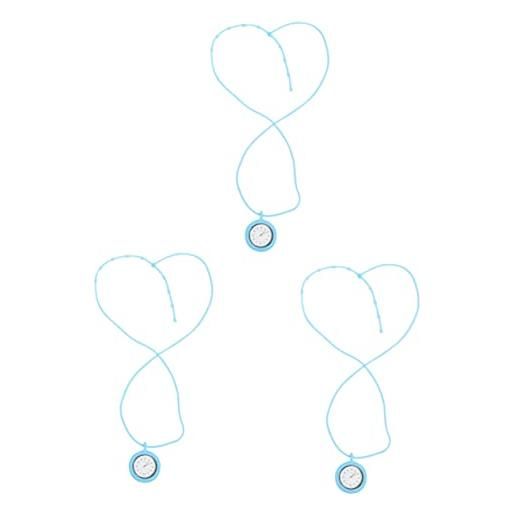 Mikikit bandane orologi per infermieri 3 pezzi mini collana in silicone appeso cordino rotondo colorato azzurro cielo cartone animato regalo risvolto corda orologio festival per
