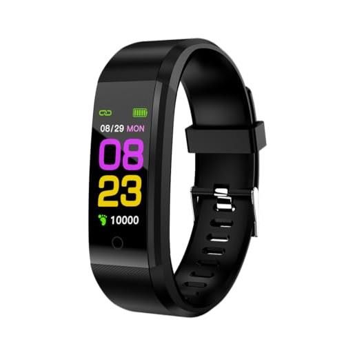 SMART-J smartwatch uomo donna, orologio fitness cardiofrequenzimetro/spo2/sonno/contapassi, notifiche smart watch activity tracker per ios android con bluetooth 4.0 batteria 90mha (nero)