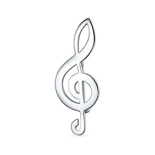 Bling Jewelry grande classico musicale treble g clef nota spilla per musicista donne teen insegnante studente. 925 sterling silver