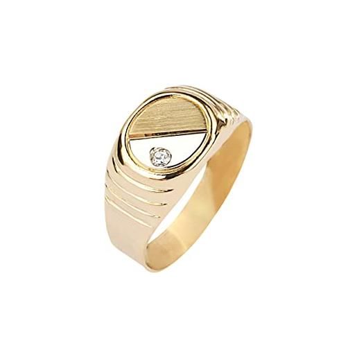 Bluespirit anello da uomo, collezione b-classic, in oro giallo 750, zirconi, idee regalo - p. 1303000000067