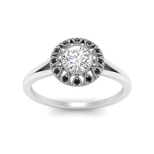 CaratYogi 925-sterling-sterling-argento naturale-nero onice anello anello di fidanzamento anello di fidanzamento indossare donne e ragazze di dimensioni: 57. 