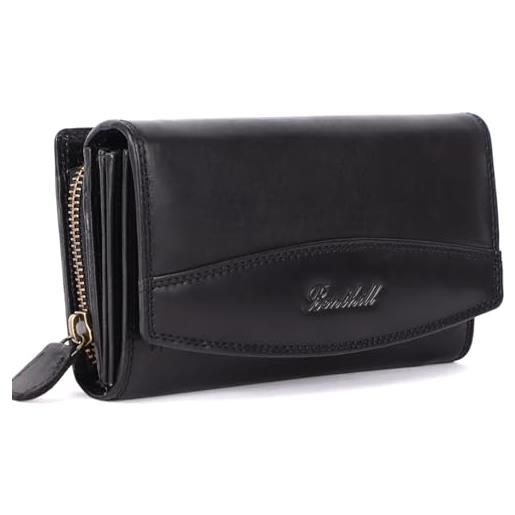Benthill donna portafoglio leather xxl - portamoneta grande con protezione rfid - portafoglio donna vintage in vera pelle con confezione regalo, color: nero