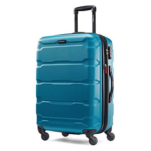Samsonite omni pc hardside valigia espandibile con ruote spinner, blu caraibico, checked-medium 24-inch, omni pc hardside valigia espandibile con ruote spinner