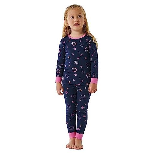 Schiesser schlafanzug lang schmale passform bio baumwolle-gr. 92 bis 140 set di pigiama, dunkelblau, 128 bambina