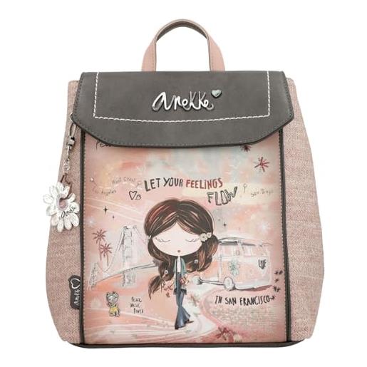 Anekke peace & love backpack with flap pink