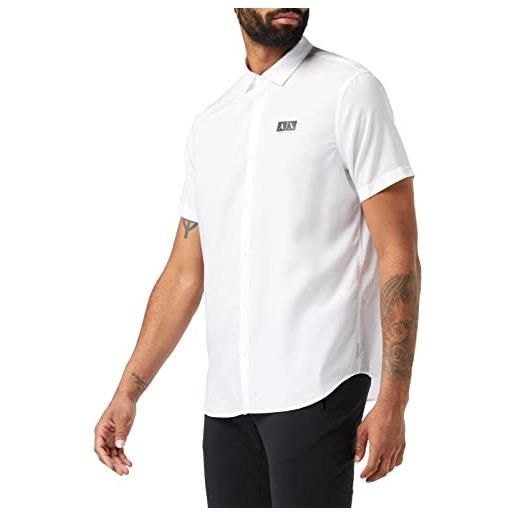 Armani Exchange regular fit, short sleeves, logo on front camicia, uomo, bianco, xs