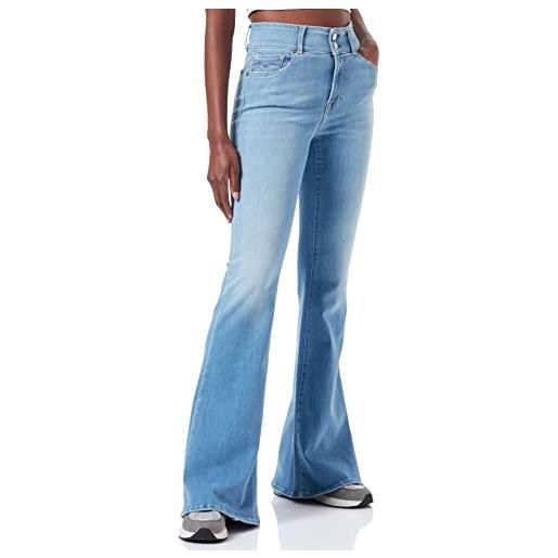 Replay new luz flare jeans, 10 denim blu, 30w / 34l donna