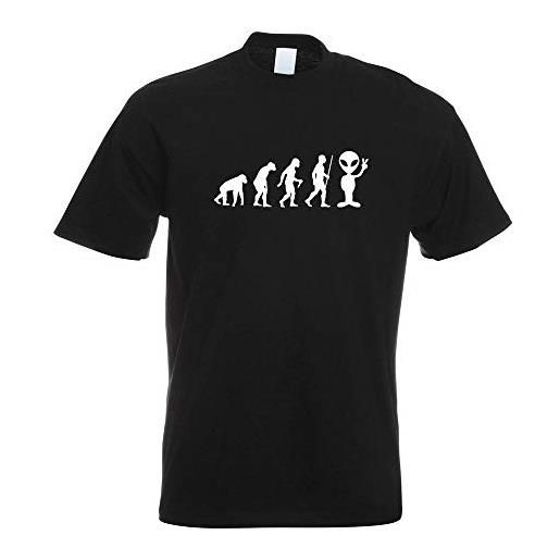 Kiwistar t-shirt con motivo evoluzione di alien peace ufo nero xl