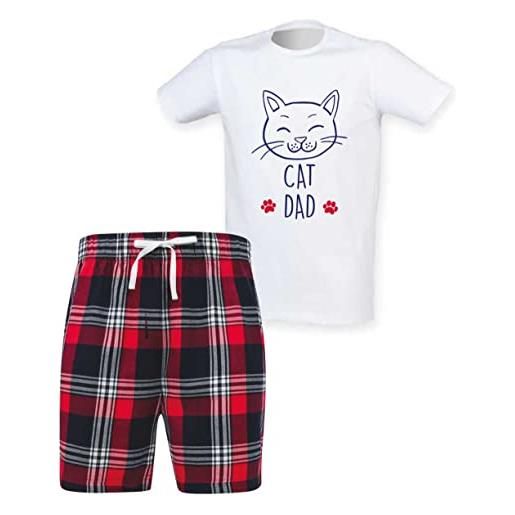 60 Second Makeover Limited mens cat dad tartan pigiama corto set family matching padri day twinning rosso m